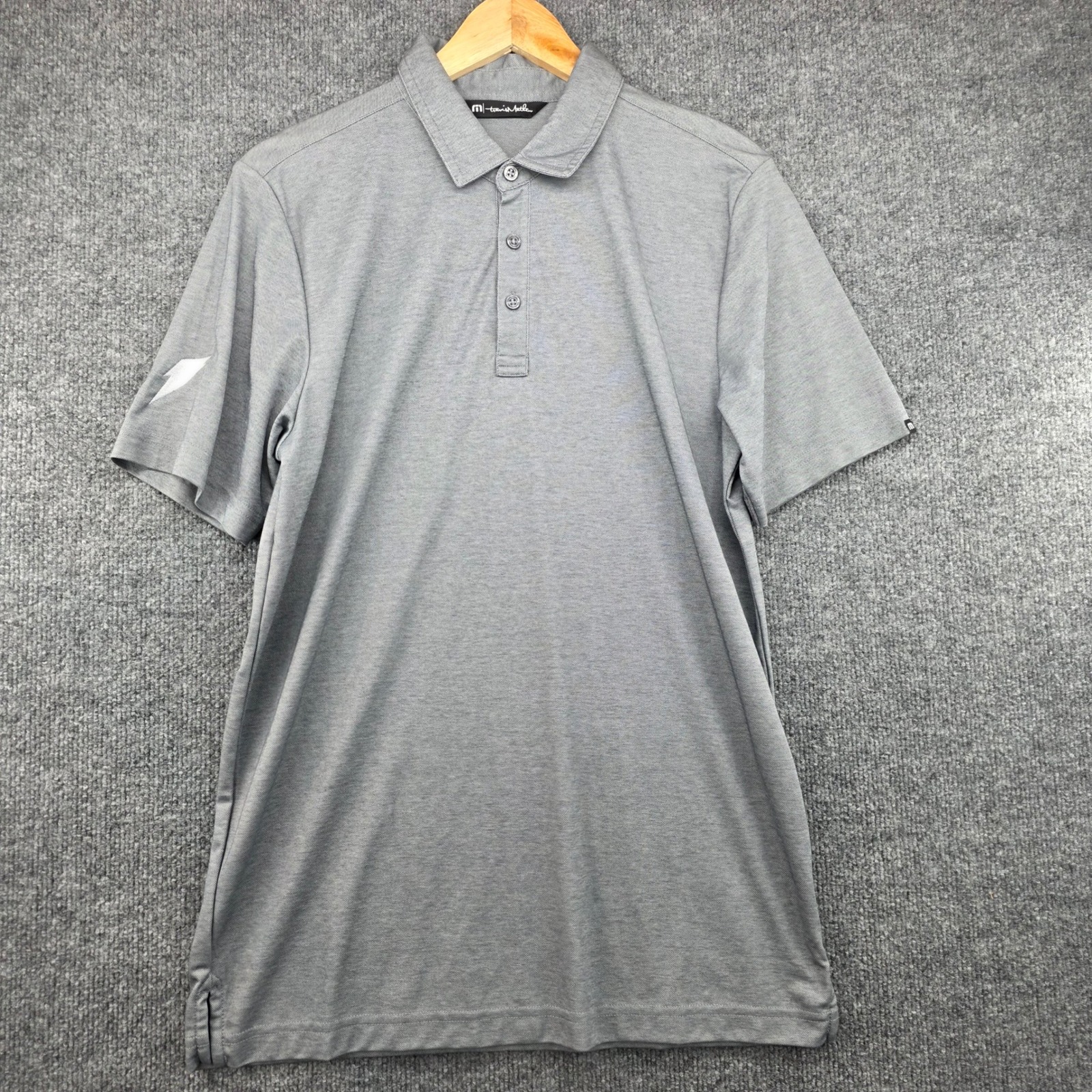 Travis Mathew Mens Pima Cotton Blend Polo Shirt Heather Grey Short Sleeve Size M